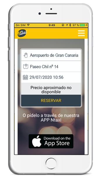 Imagen de la pantalla de Solicitar Taxi